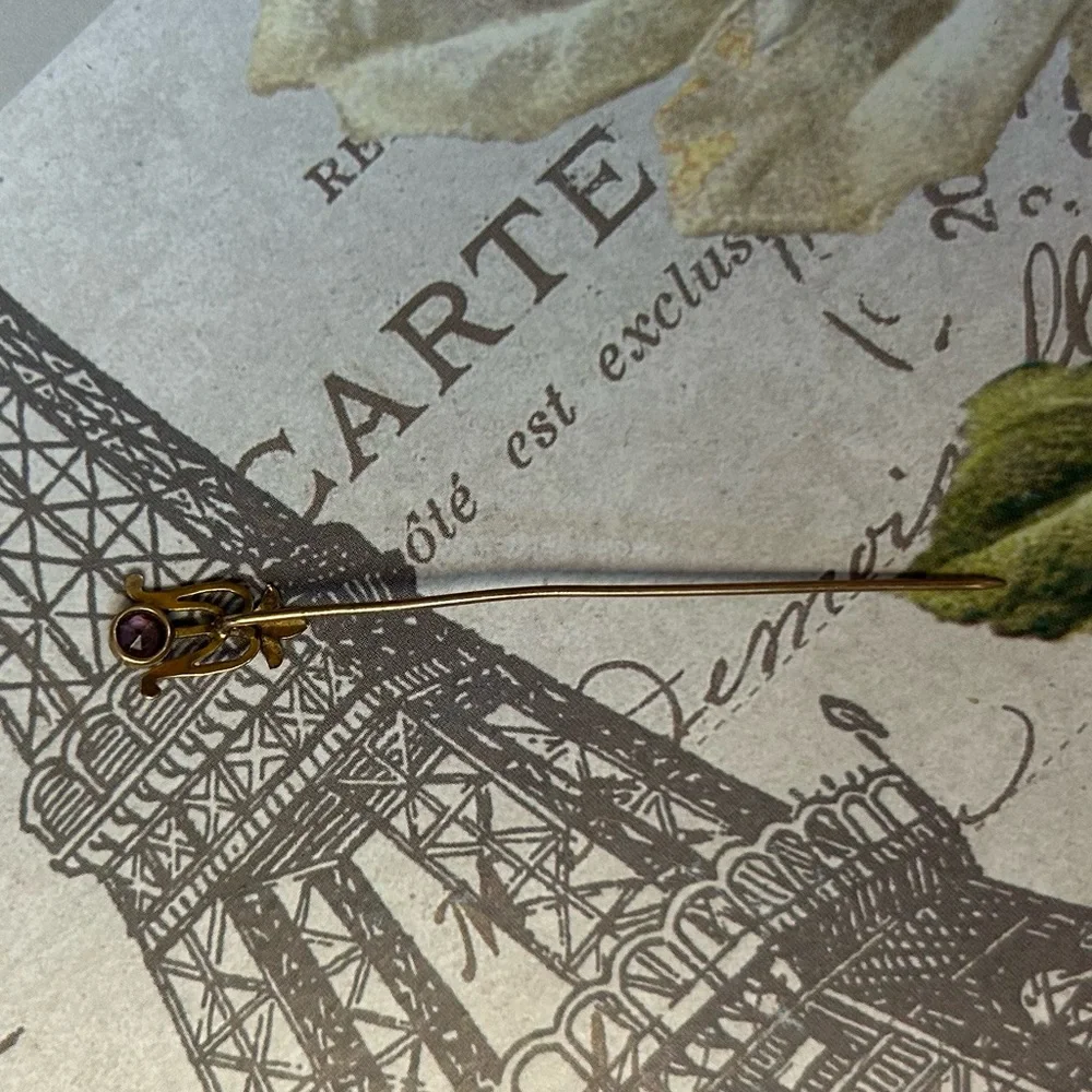 Old gold filled AMETHYST stick pin VICTORIAN era - Picture 3 of 3
